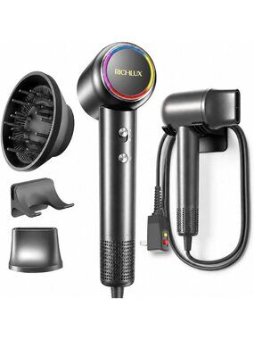 High-Speed Ionic Hair Dryer, 160K RPM, Includes Diffuser & Wall Mount, Fast